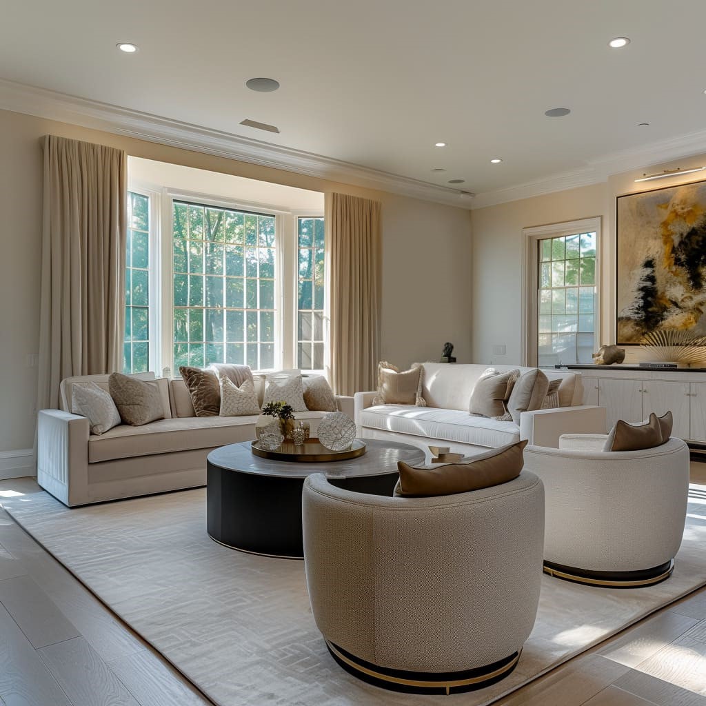 An-elegant-living-room-with-a-striking-chandelier-and-plush-cushions