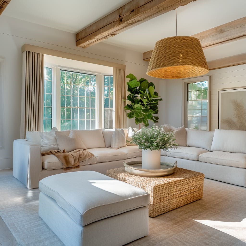 The-living-room-is-decorated-with-contemporary-artwork-and-cozy-seating