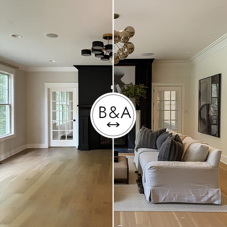 Cozy Living Room Renovation with Fireplace and Light Wood Floors