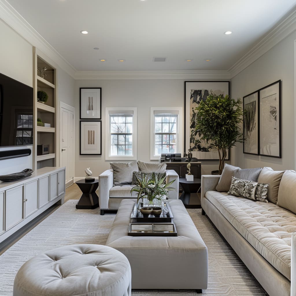 A-custom-built-entertainment-console-enhances-storage-and-style