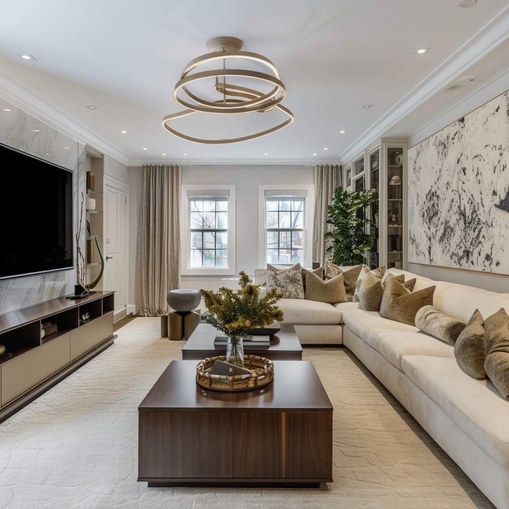 Glossy-surfaces-add-elegance-to-the-living-room-furniture