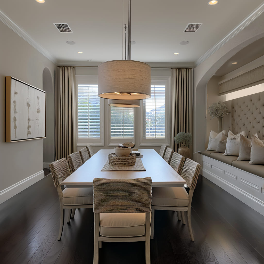 Light wood furniture enhances the living rooms aesthetic