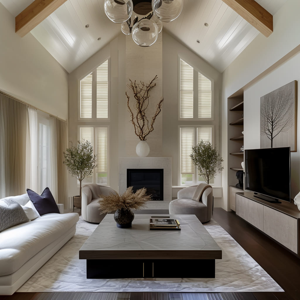 The eclectic style blends modern and rustic elements seamlessly