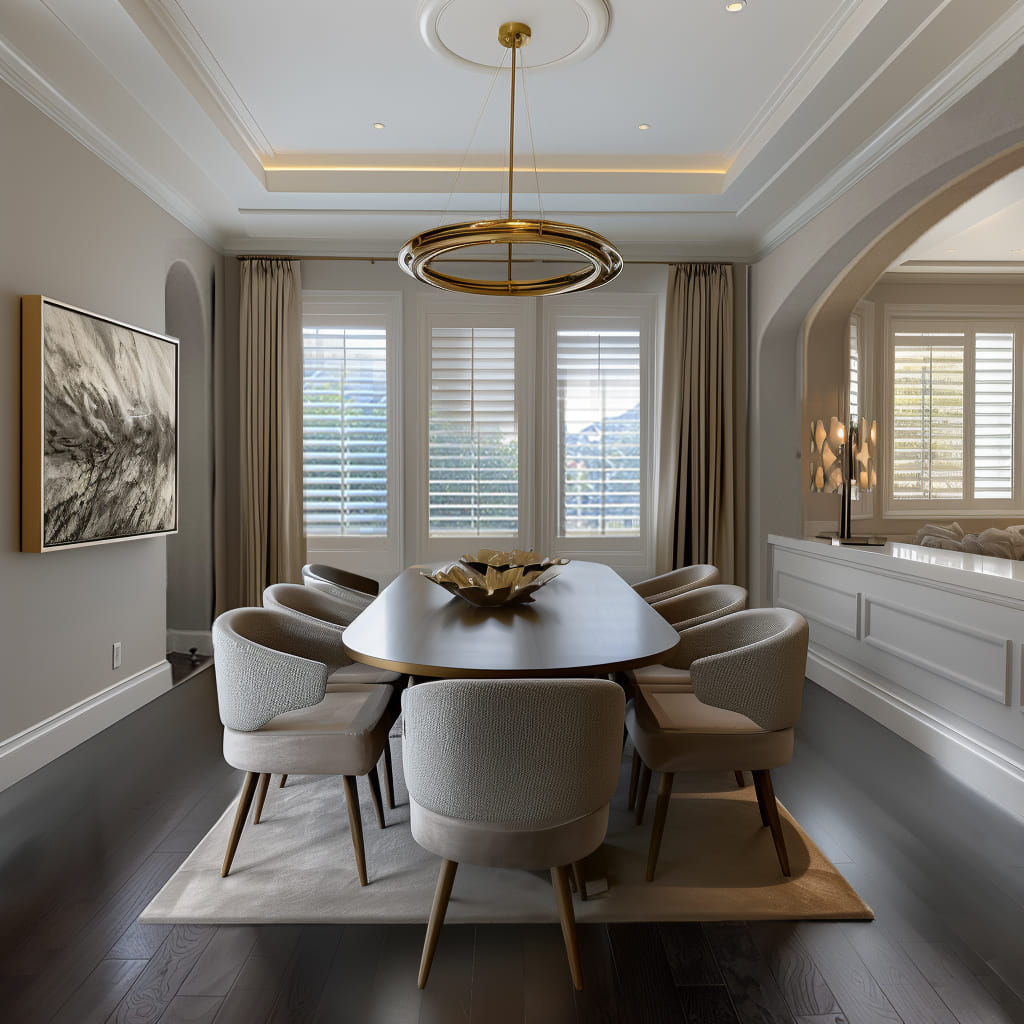 The living room showcases high quality materials