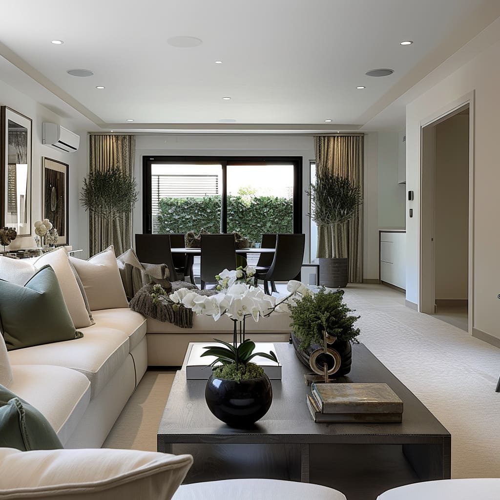 A cozy living room design with space saving furniture