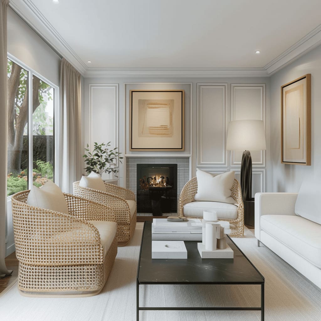 A functional living room layout optimized for conversation and comfort