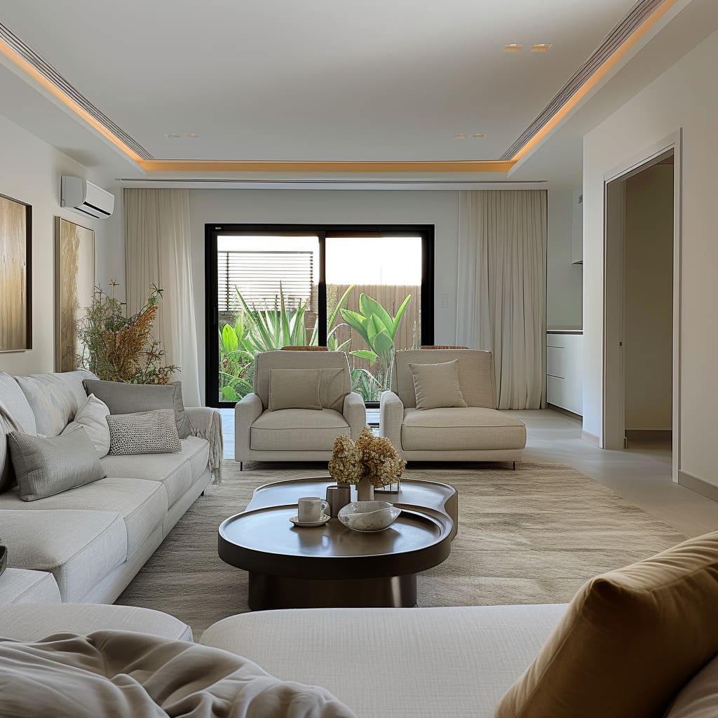 A transitional style living room with elegant interiors