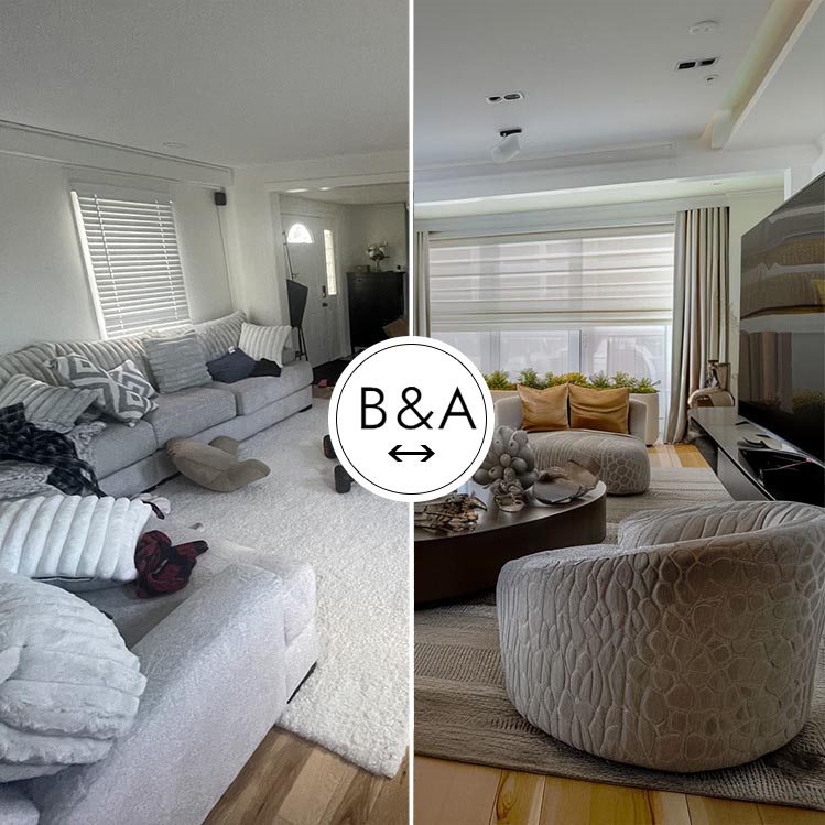 Elegant Redesigns: Bringing New Life to a Cozy Living Room with Large TV Unit