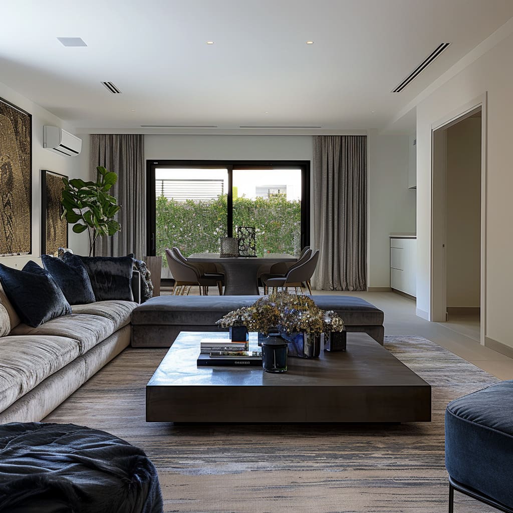 The cozy interiors of this modern home living room
