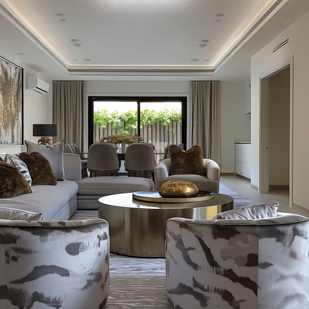 The interior decor focuses on space optimization in the living room