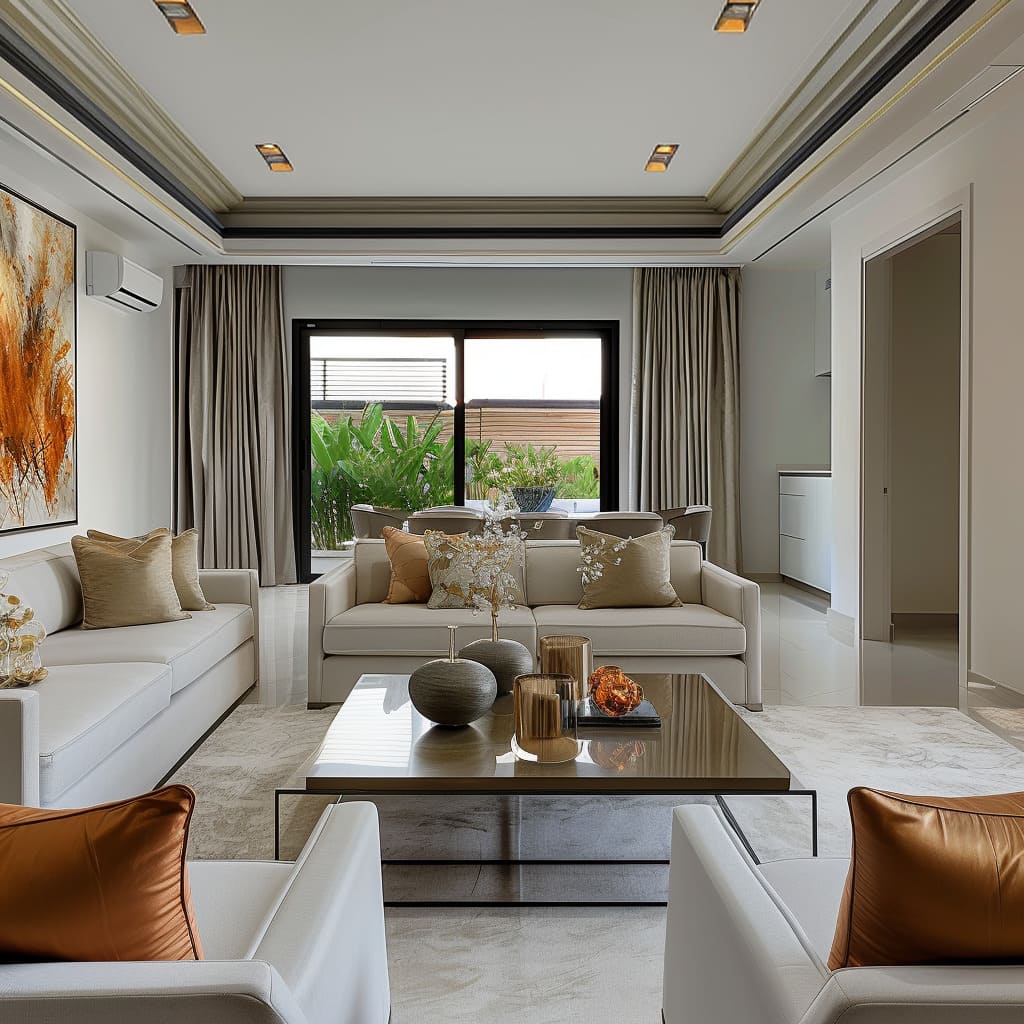 The minimalist decor in this stylish living room