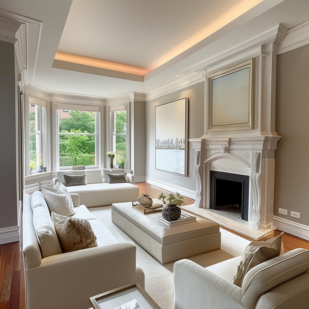 Upholstered chairs enhance the comfort of the living room