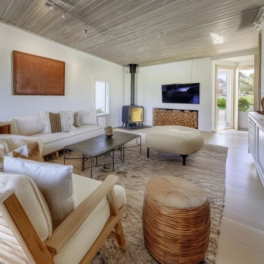 A front room design leans into rustic luxury with organic textures and neutral colors.jpg