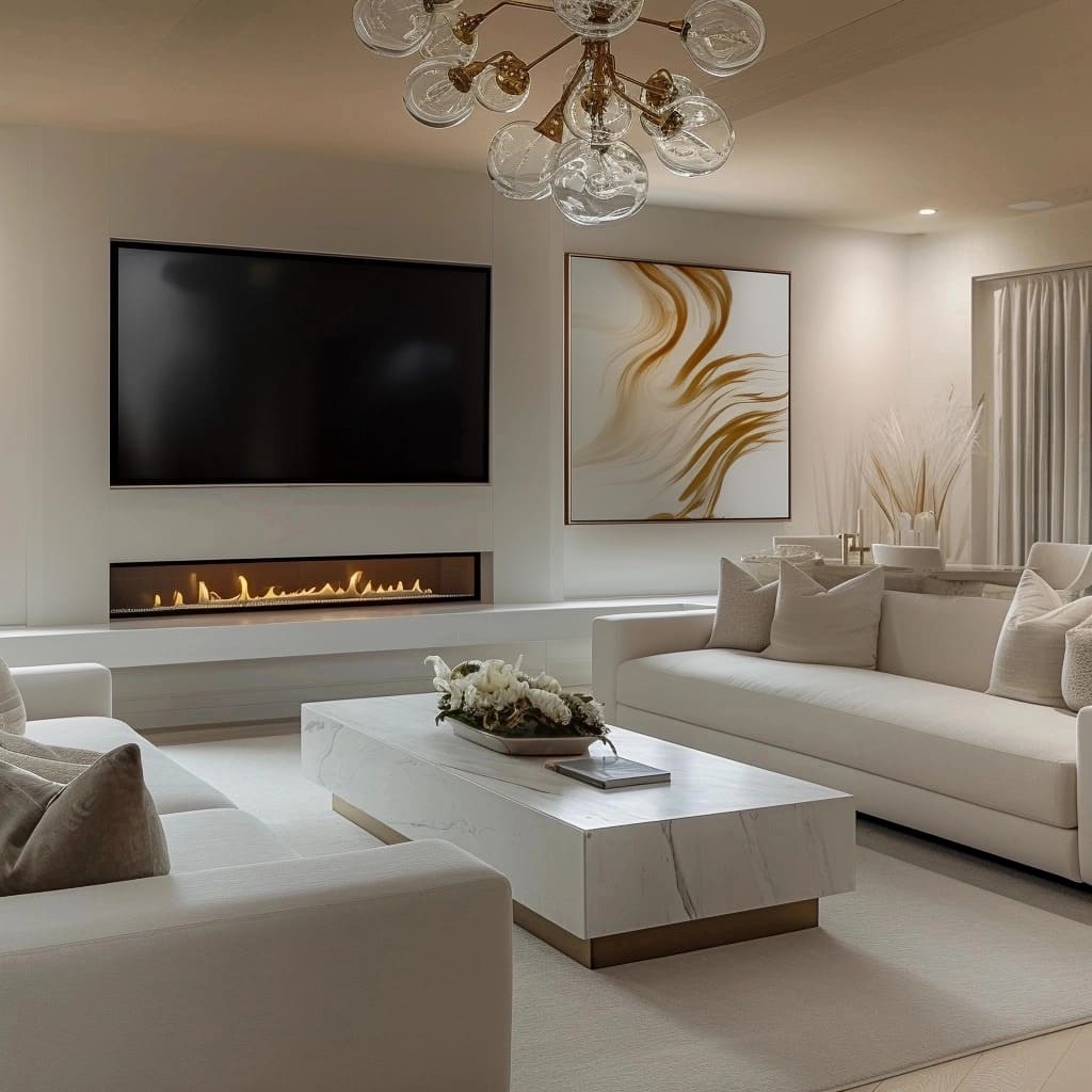 An entirely fresh family room, adorned with subtle textures and soft lighting, makes an elegant, understated statement.jpg