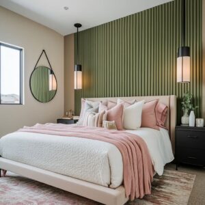 25 Ways to Style a Pink and Green Bedroom with Texture, Contrast & Light