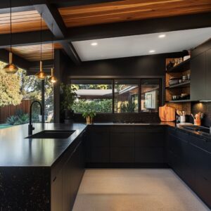 Black on Black Kitchen Ideas for a Bold, Modern Look in Various Layouts