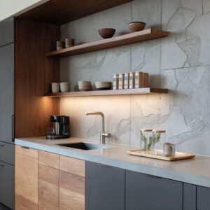 The Modern Rustic Backsplash—Where Texture Carries the Message