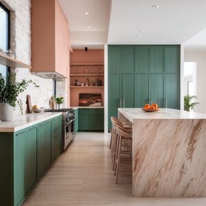 Design Strategies That Bring Green Cabinetry and Terracotta Floors Together