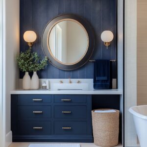 Mid-Century Modern Bathroom Ideas: Warm Wood, Retro Hues, and Simple Forms