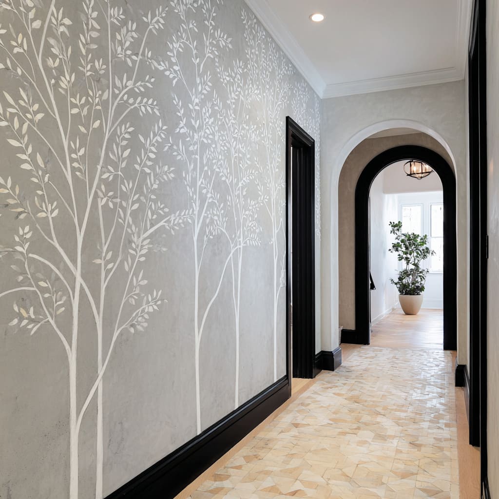 Impressive Botanical Minimalism: Extra Stylish Hallway Feature Wall Design Ideas