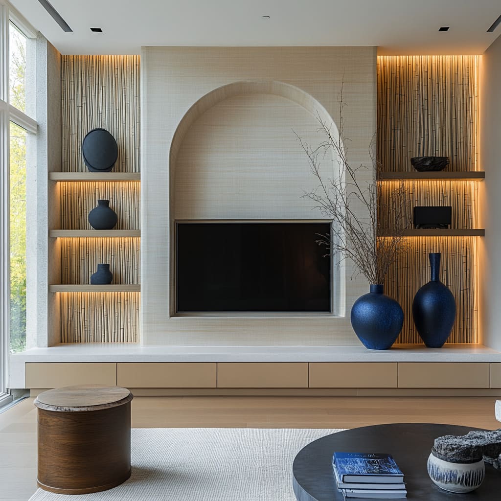 This is eco-style with a gallery-like discipline nature texture bamboo is used as a background layer This is eco-style with a gallery-like discipline nature texture bamboo is used as a background layer