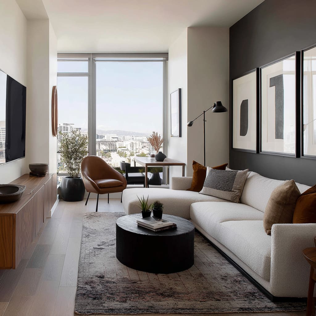 City living room design that blends mid-century calm with contemporary city clarity City living room design that blends mid-century calm with contemporary city clarity